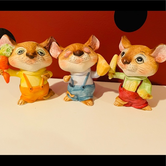 Vintage Kitschy Ceramic Homco Mice Fugurines❤️